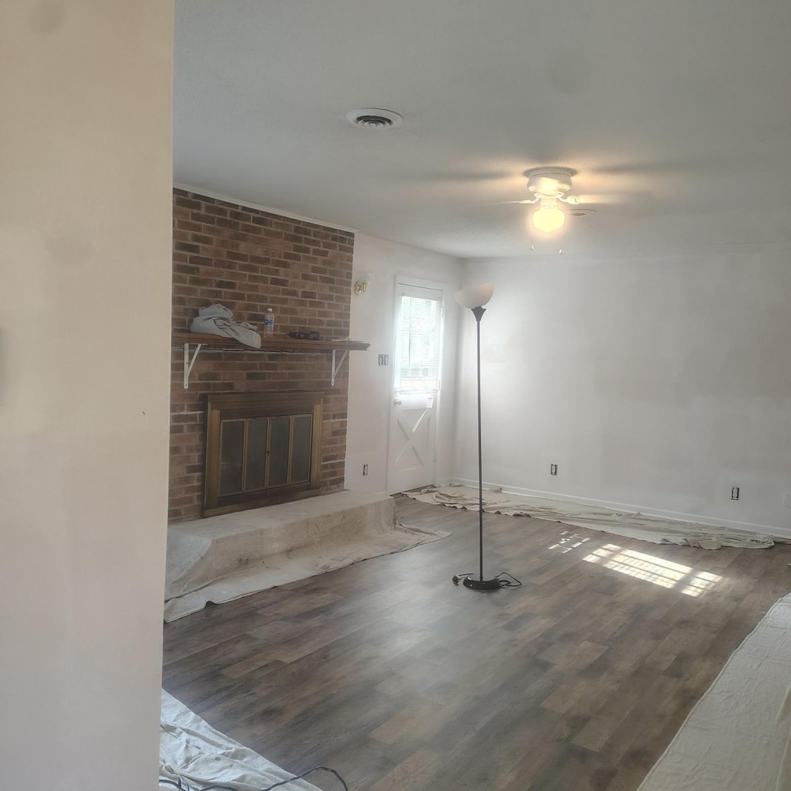 Living room interior painting with fireplace
