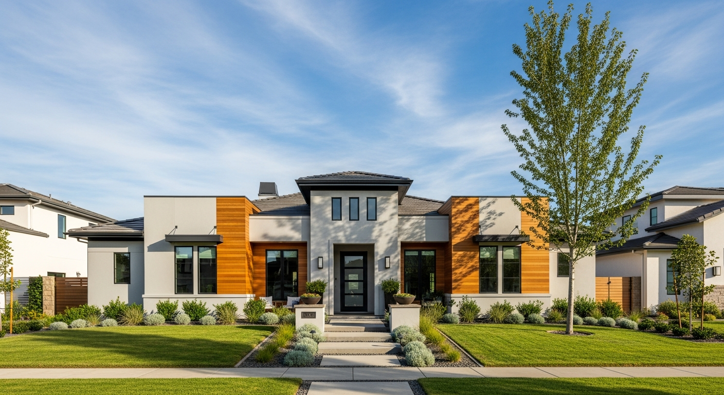 Modern home exterior — freshly painted white